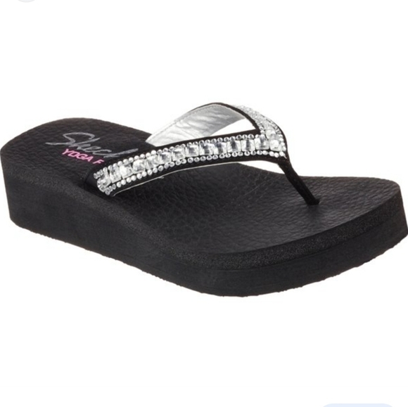 Skechers Womens Vinyasa Y2K Platform Rhinestone Sandals shoes sz 7 - Picture 1 of 11